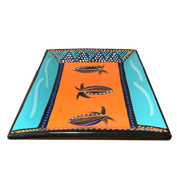 NOMBULELO MKIVA South African Hand Painted Ceramic Slipware Rectangular … - Picture 2 of 9